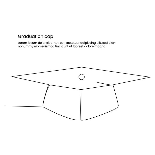 Graduation Cap Continuous one line drawing illustration art vector design