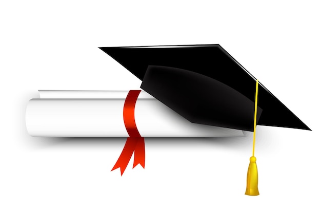 graduation cap and diploma education degree ceremony concept vector illustration