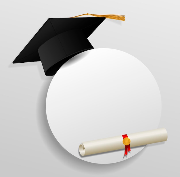 Graduation cap or hat vector illustration in the flat style