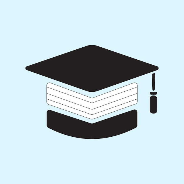 Graduation cap icon on blue background Mortar board vector illustration