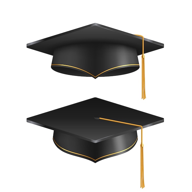 Vector graduation cap isolated on white background