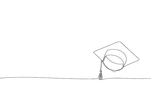 Vector graduation cap one line continuous illustration line art graduation education vector