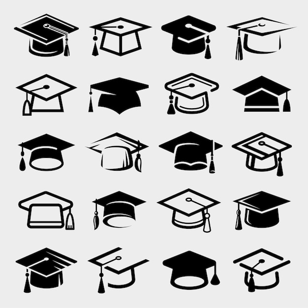 graduation cap set collection icon graduation cap vector