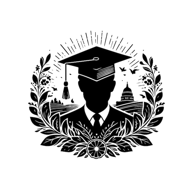 Vector graduation cap vector graphics solid icon in black color