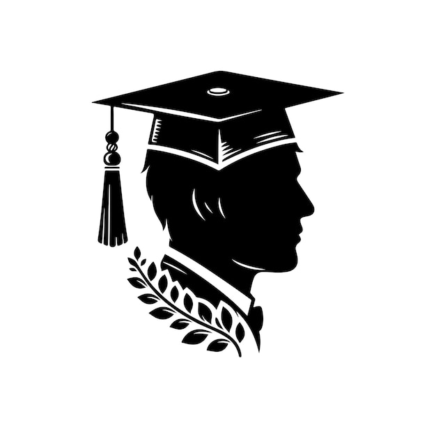 graduation cap vector graphics solid icon in black color