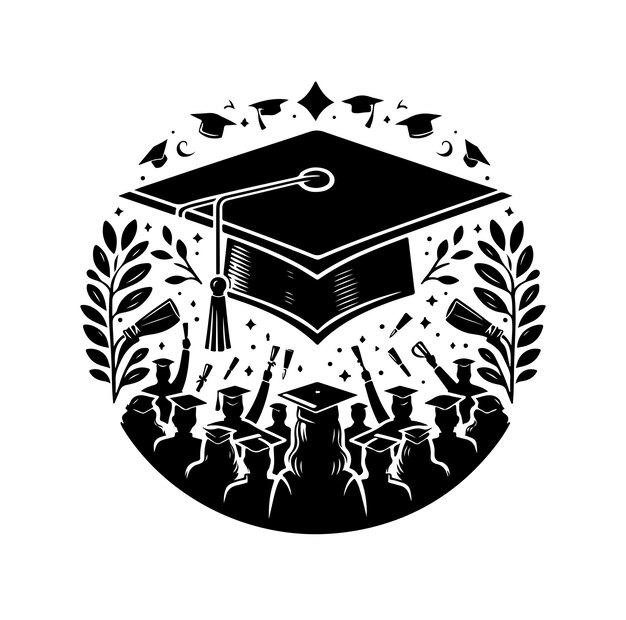 Graduation cap vector graphics solid icon in black color