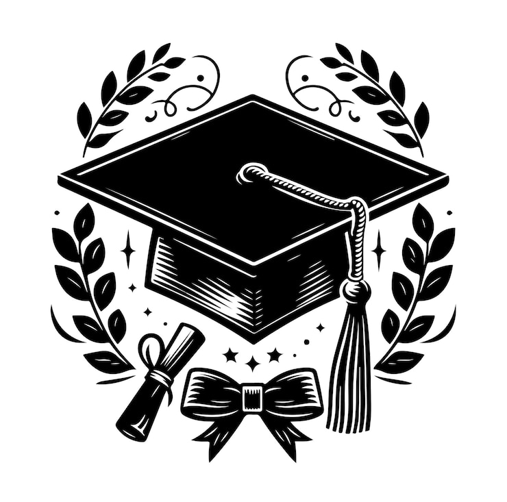 Vector graduation cap vector illustration graphics solid icon in black color
