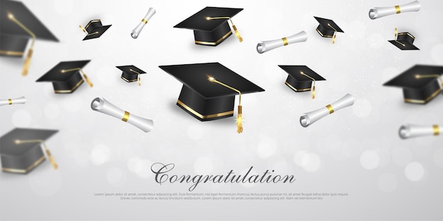 Graduation caps with paper certificate