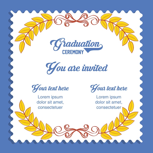 Vector graduation card invitation icon