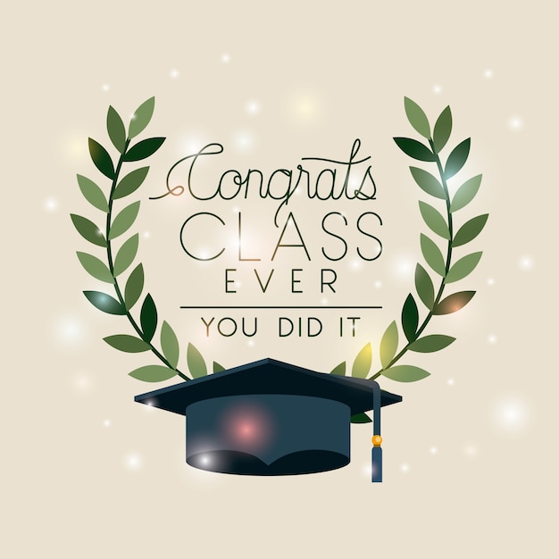 Graduation card with hat and crown
