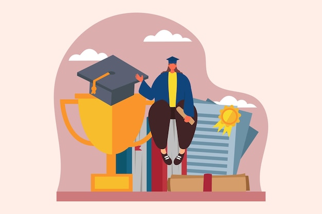 Vector graduation celebration flat design