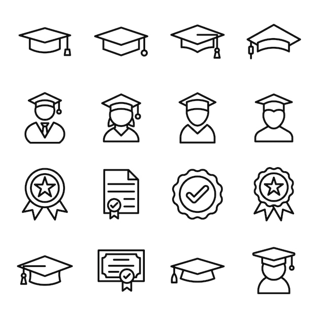 Graduation ceremony line vectors pack