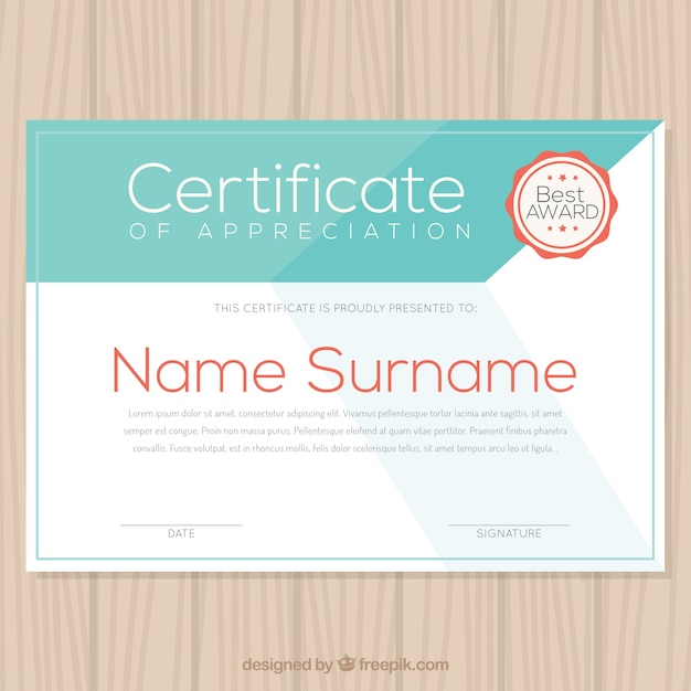 Vector graduation certificate with blue shapes