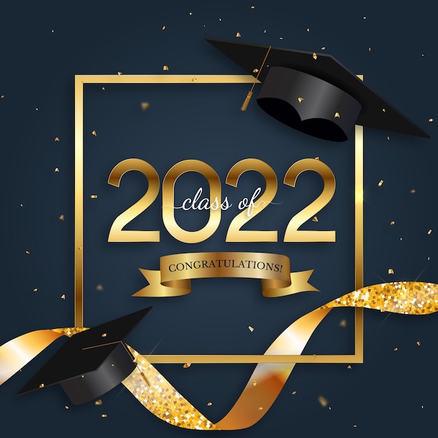 Graduation class of 2022 greeting card Vector Illustration