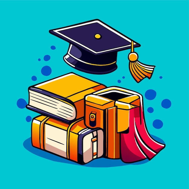 Vector graduation clothing and gown and cap realistic illustration or traditional suit of school