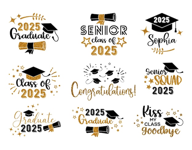 Graduation congratulations at school university or college Trendy calligraphy inscription