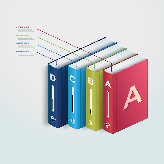 Graduation creative step book education idea form pencil infographic elements