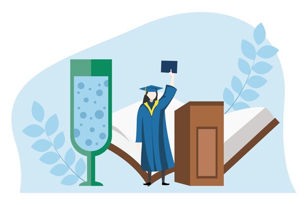 Graduation day flat design illustration