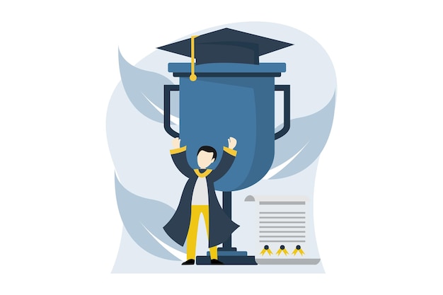 Vector graduation day flat design illustration