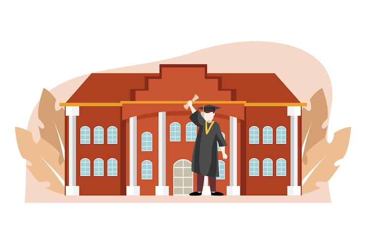 Vector graduation day flat design illustration