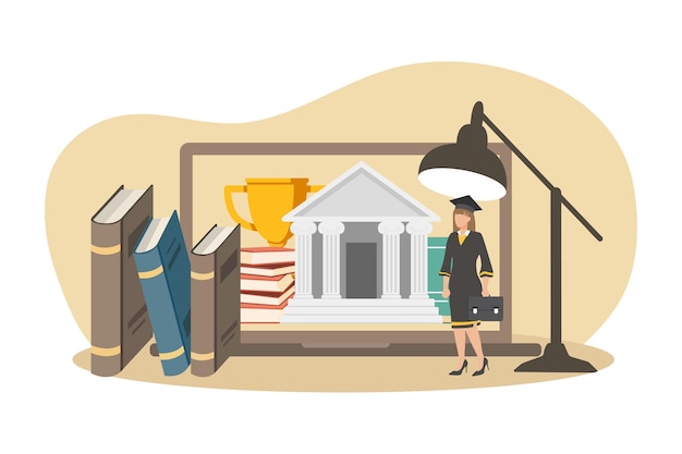 Vector graduation day flat design illustration