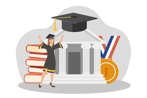 Graduation Day Flat Design Illustration