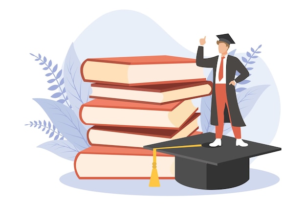 graduation day flat design illustration