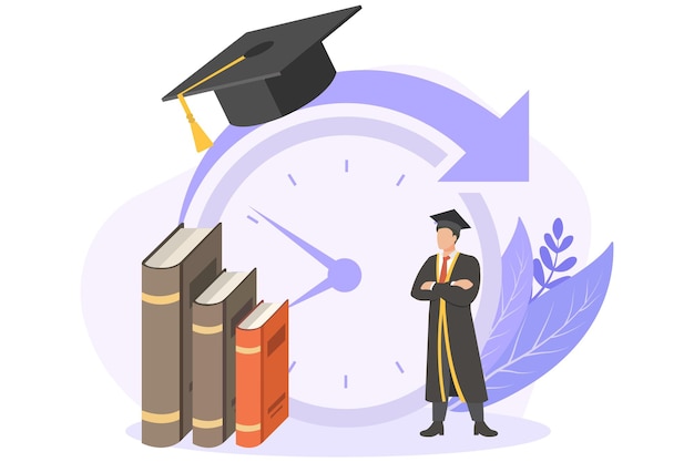 Vector graduation day flat design illustration