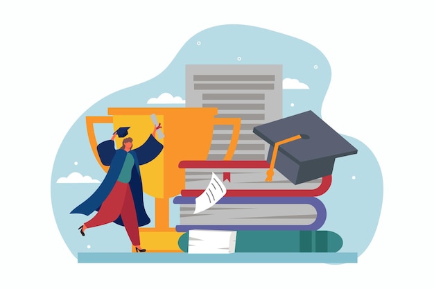 Graduation day flat design illustration