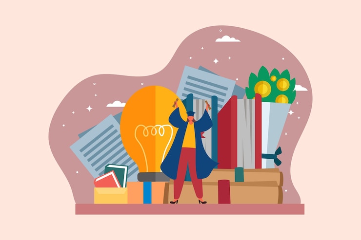 Vector graduation day flat design illustration