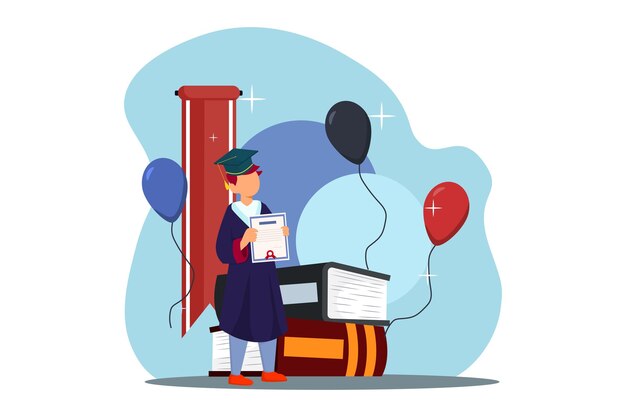 Vector graduation day flat illustration design