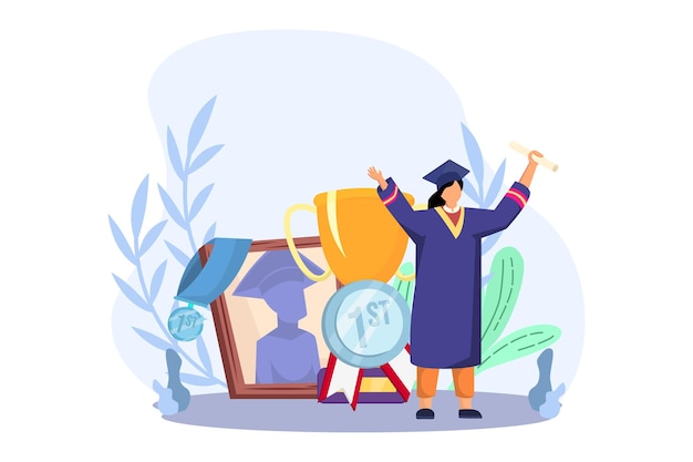 Vector graduation day flat illustration design