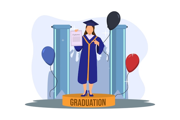 Дизайн иллюстрации Flat Graduation Day