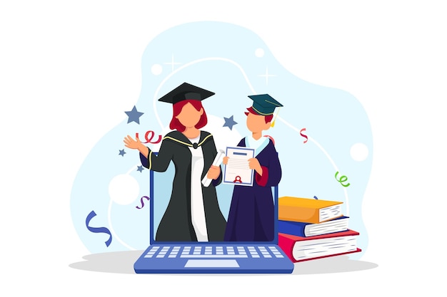 Дизайн иллюстрации Flat Graduation Day