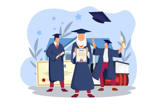 Vector graduation day flat illustration design