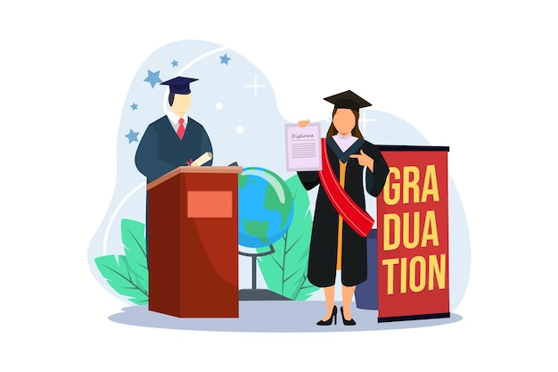 graduation day flat illustration design