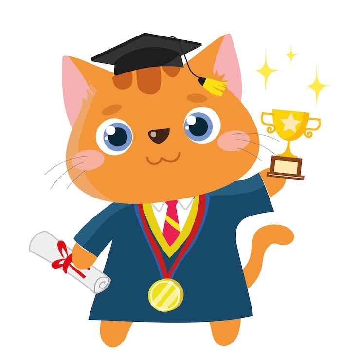 Vector graduation file on on white background for kids fashion artworks children books invitations