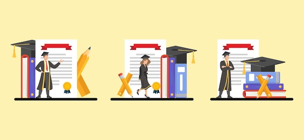 Graduation Flat Bundle Design Illustration