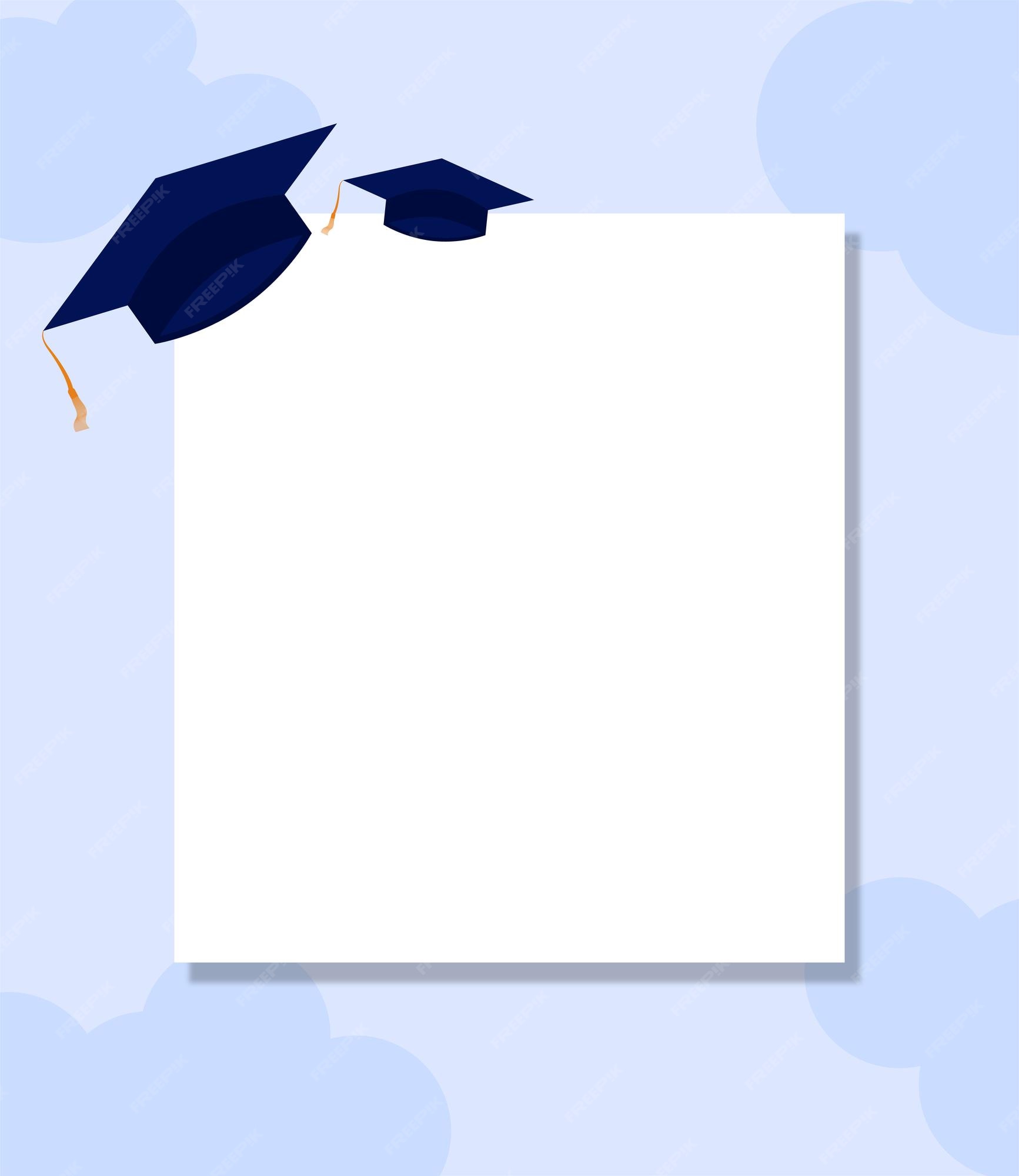 Premium Vector | Graduation greeting card isolated on blue cloud background design