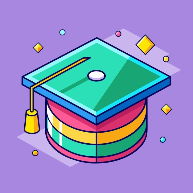 Graduation hat 3d vector illustration