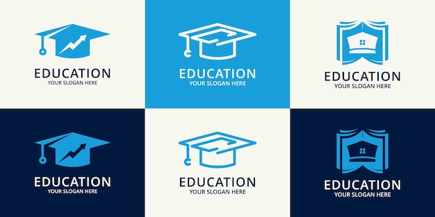 Graduation hat book logo for education university inspiration logo