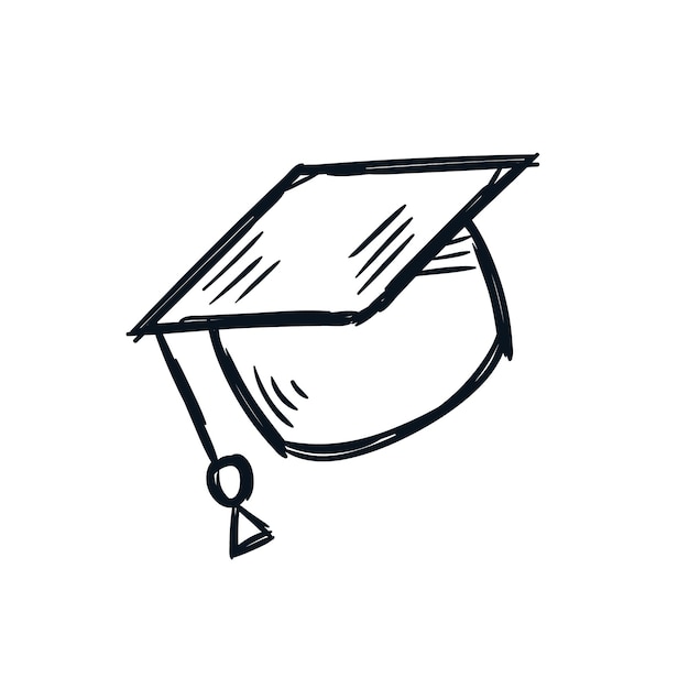 graduation hat hand drawn icon sketch line vector illustration
