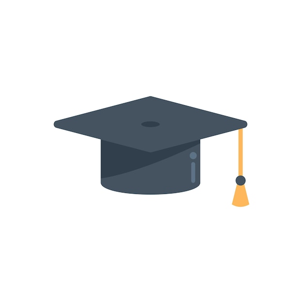 Graduation hat icon flat vector Student life College campus isolated