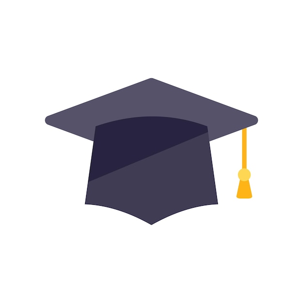 Icona del cappello di laurea vettore piatto esame di studio carta accademica isolata