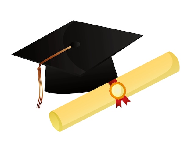 Cappello di laurea e certificato di scorrimento successo