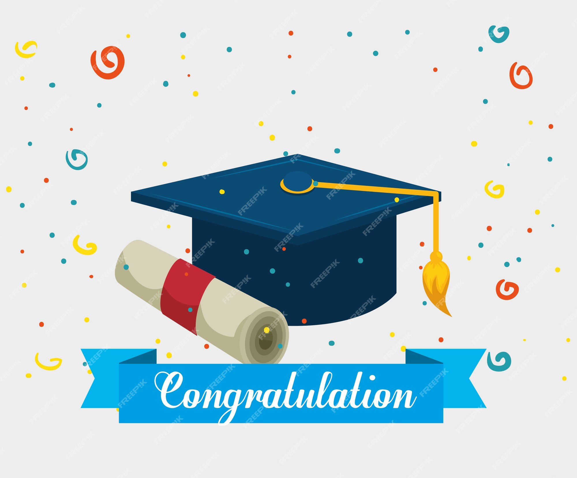 Premium Vector | Graduation hat with diploma