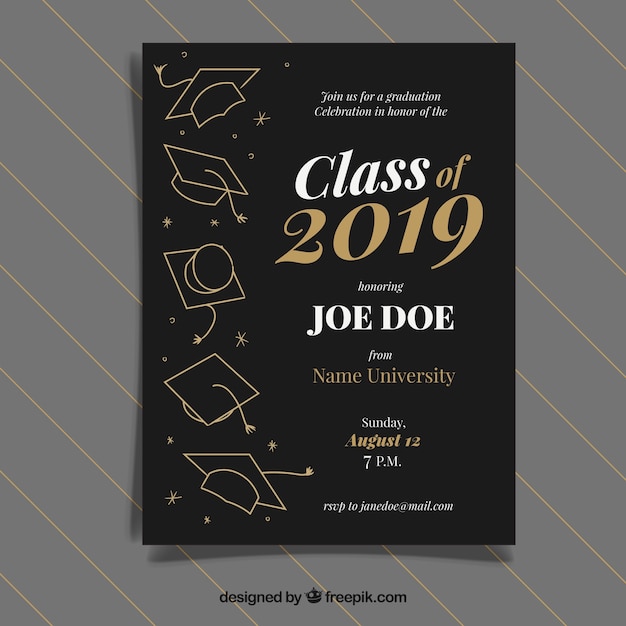 Graduation Invitation Template With Golden Style