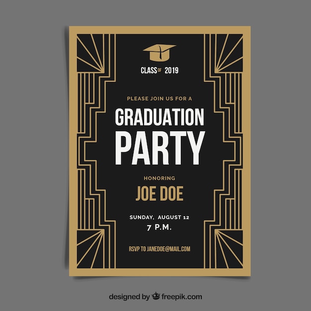 graduation invitation template with golden style