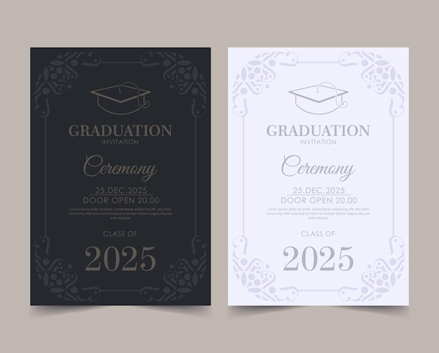 Vector graduation invitation with ornament template