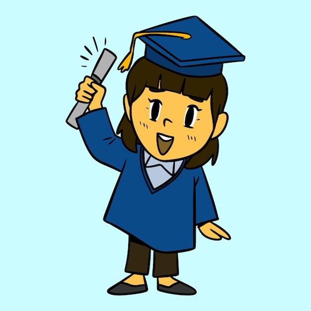 Vector graduation little girl vector illustration